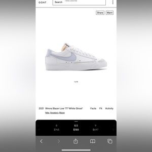 Nike women’s blazer 77’ low shoes in white ghost lavender